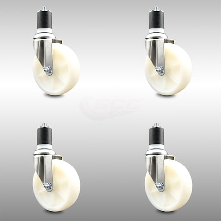 Service Caster 5 Inch 316SS Nylon Wheel Swivel 1-3/4 Inch Expanding Stem Caster Set SCC SCC-SS316EX20S514-NYS-134-4